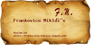 Frankovics Miklós névjegykártya